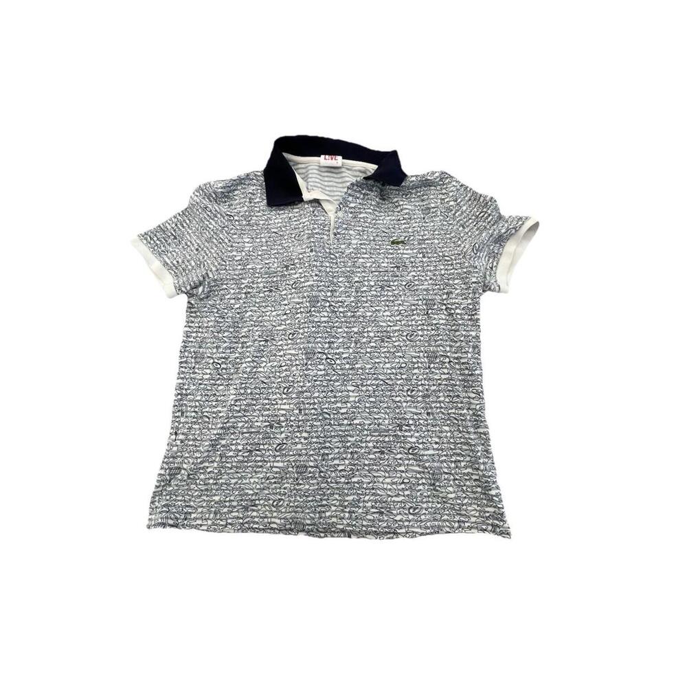 RARE Lacoste Live Mens Polo‎ Shirt French Size 5 In Medium Scribble Design H73